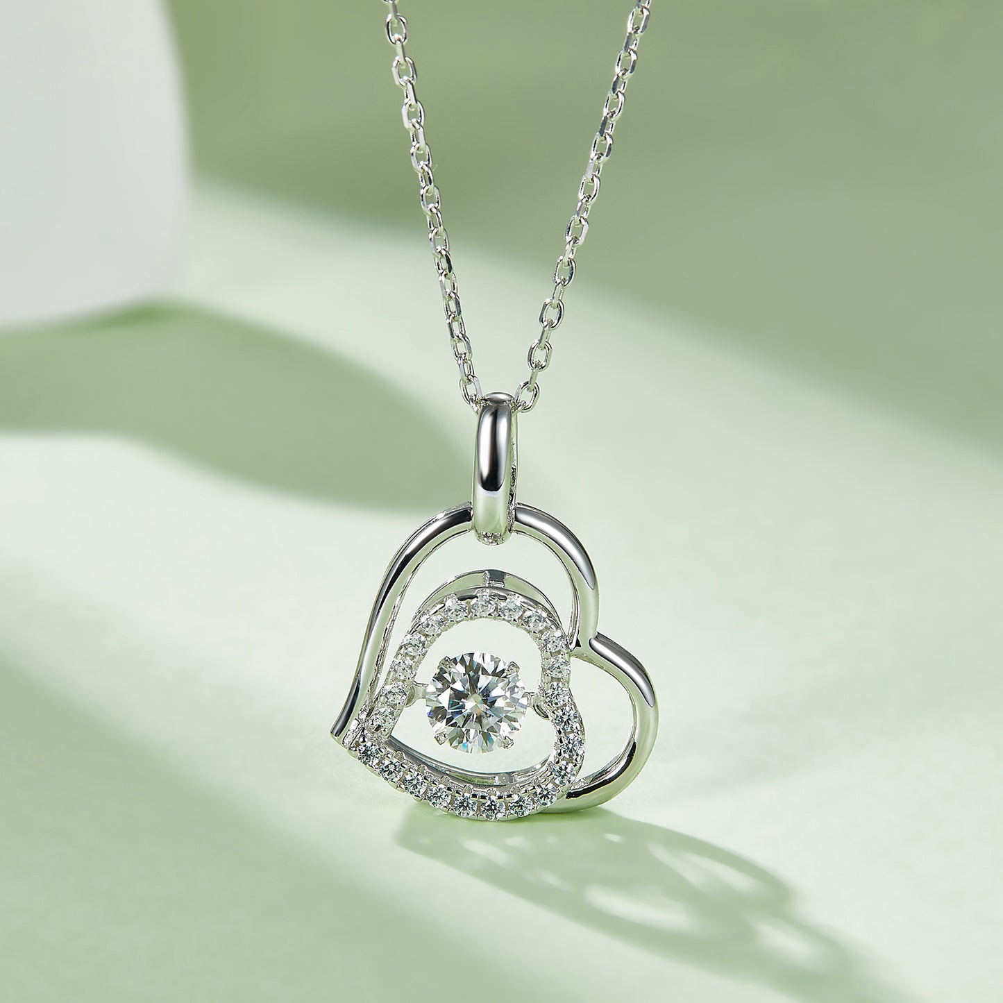 Sassy Moissanite 925 Sterling Silver Heart Necklace