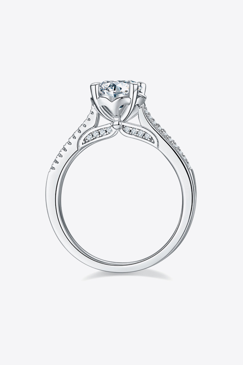 Baeful 1 Carat Moissanite 925 Sterling Silver Side Stone Ring