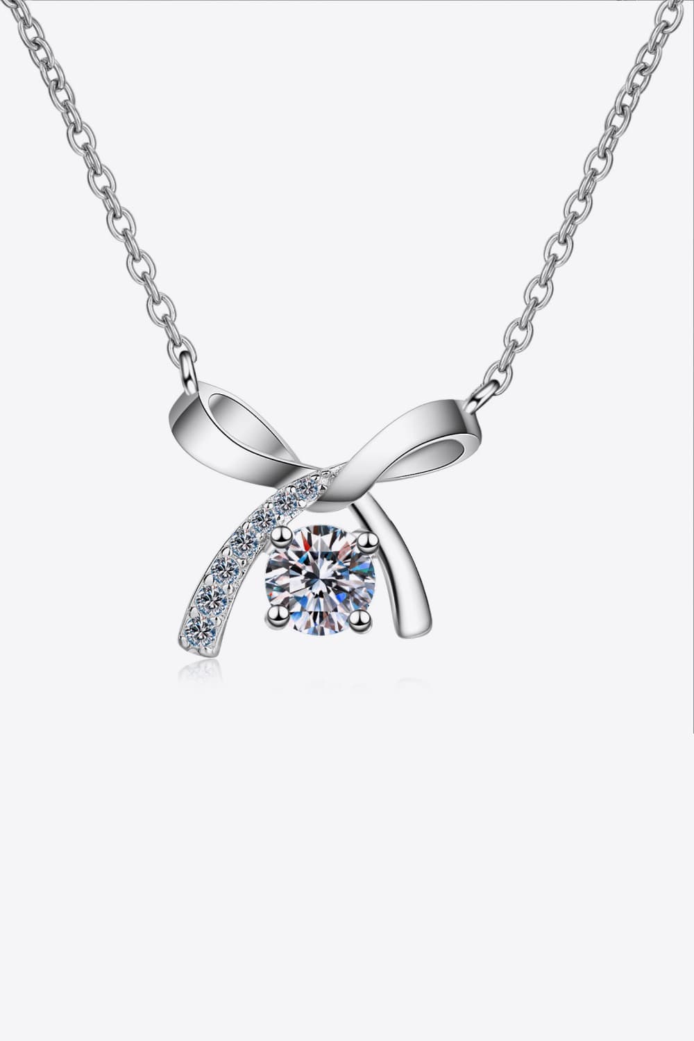 Bow Moissanite 925 Sterling Silver Necklace