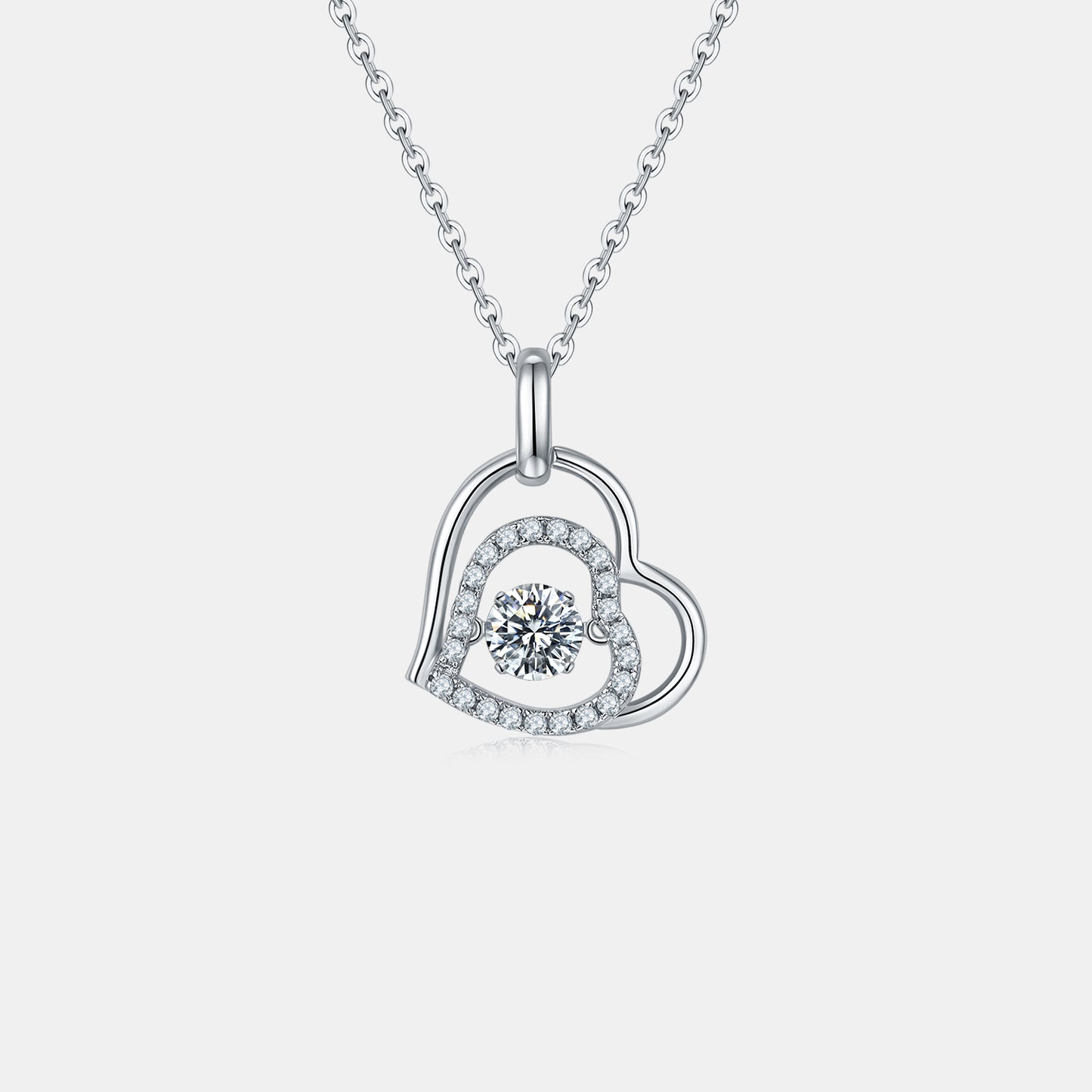 Sassy Moissanite 925 Sterling Silver Heart Necklace
