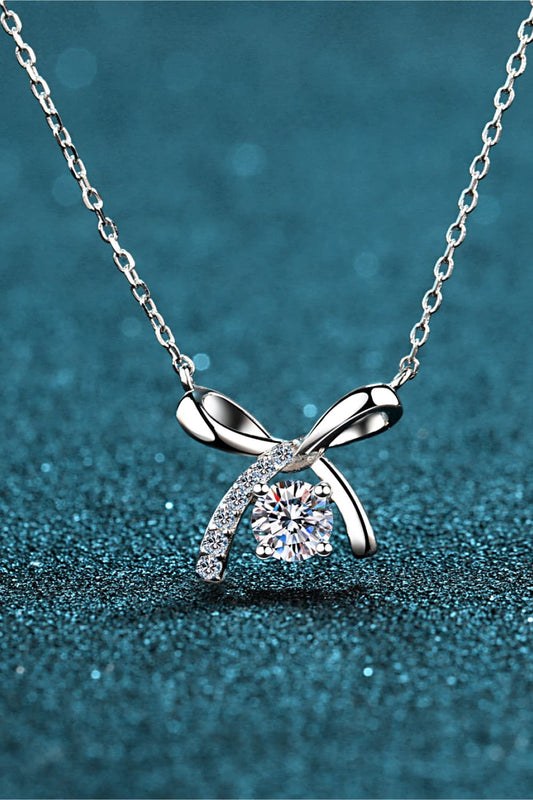 Bow Moissanite 925 Sterling Silver Necklace