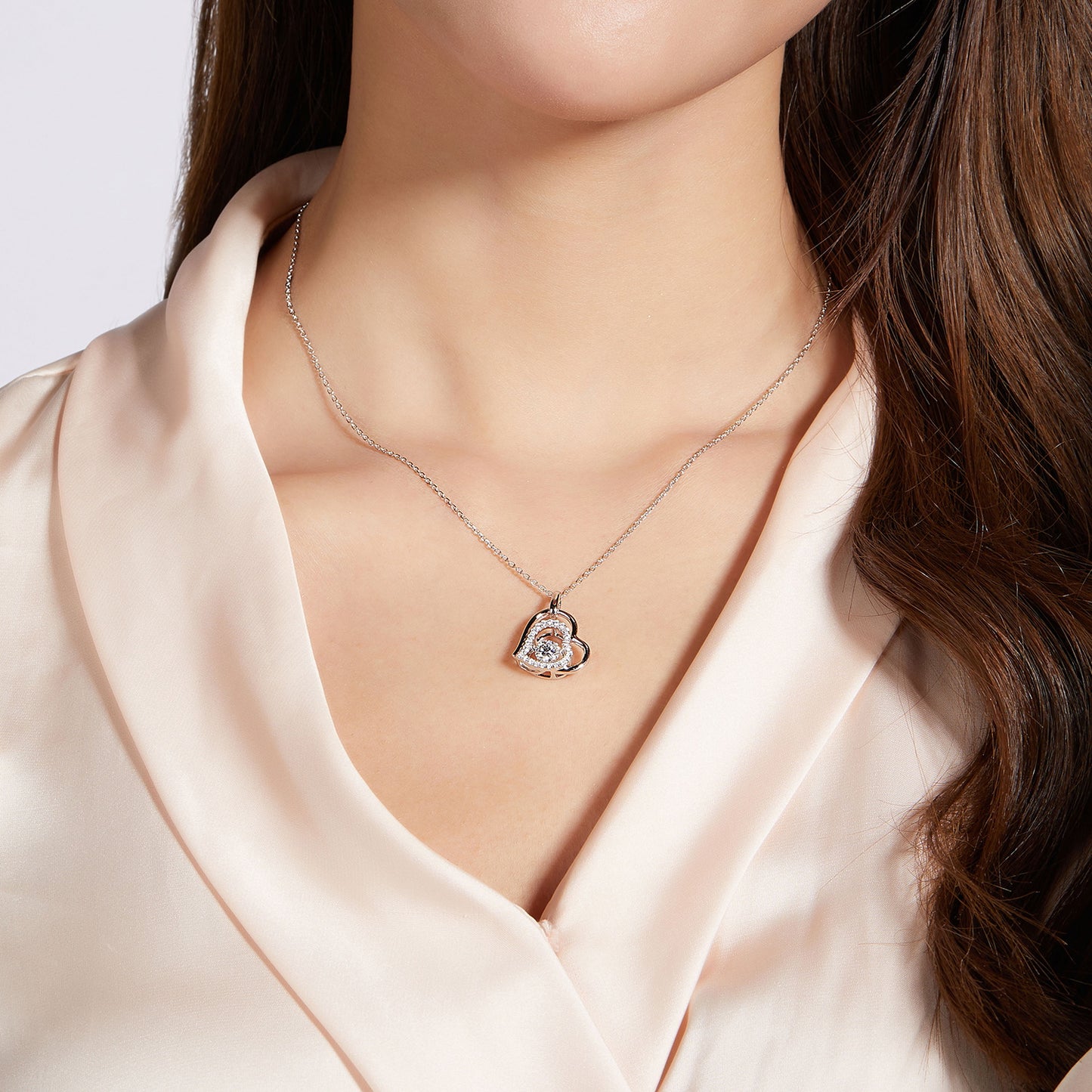 Sassy Moissanite 925 Sterling Silver Heart Necklace