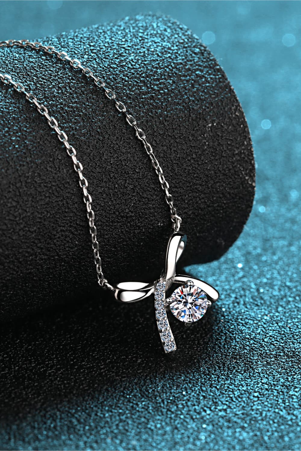 Bow Moissanite 925 Sterling Silver Necklace