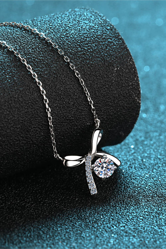 Bow Moissanite 925 Sterling Silver Necklace