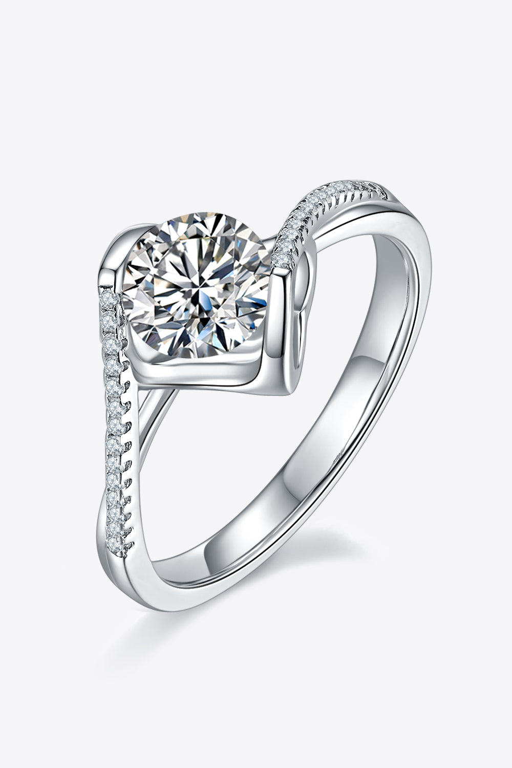 Sarah 1 Carat Moissanite 925 Sterling Silver Twisted Ring