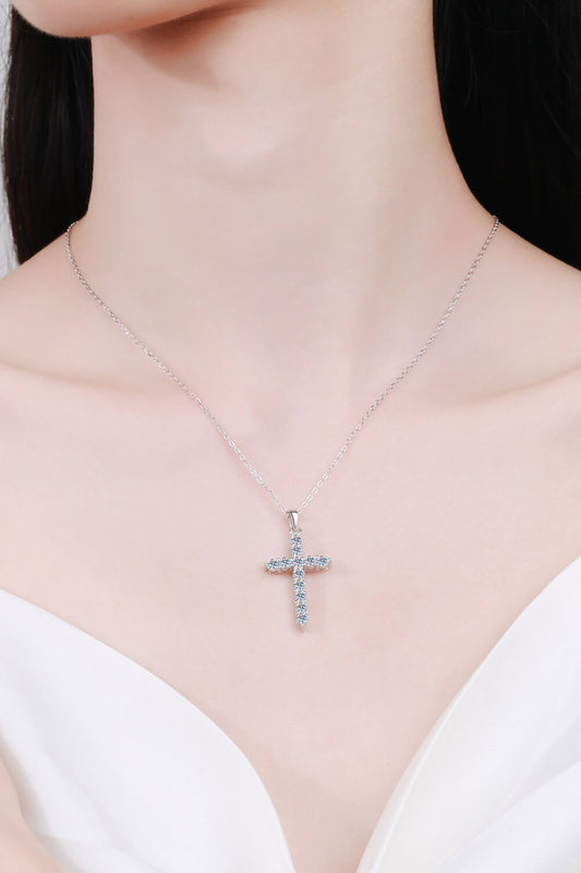 Liby Moissanite Cross Pendant Chain Necklace