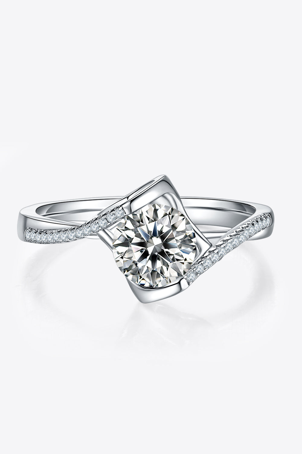 Sarah 1 Carat Moissanite 925 Sterling Silver Twisted Ring