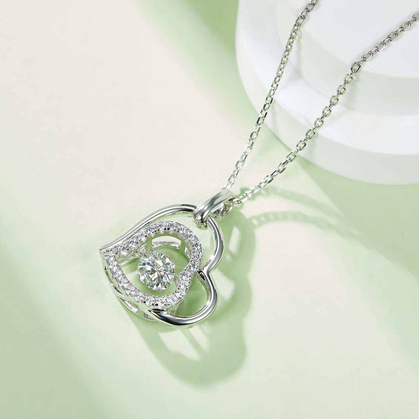 Sassy Moissanite 925 Sterling Silver Heart Necklace